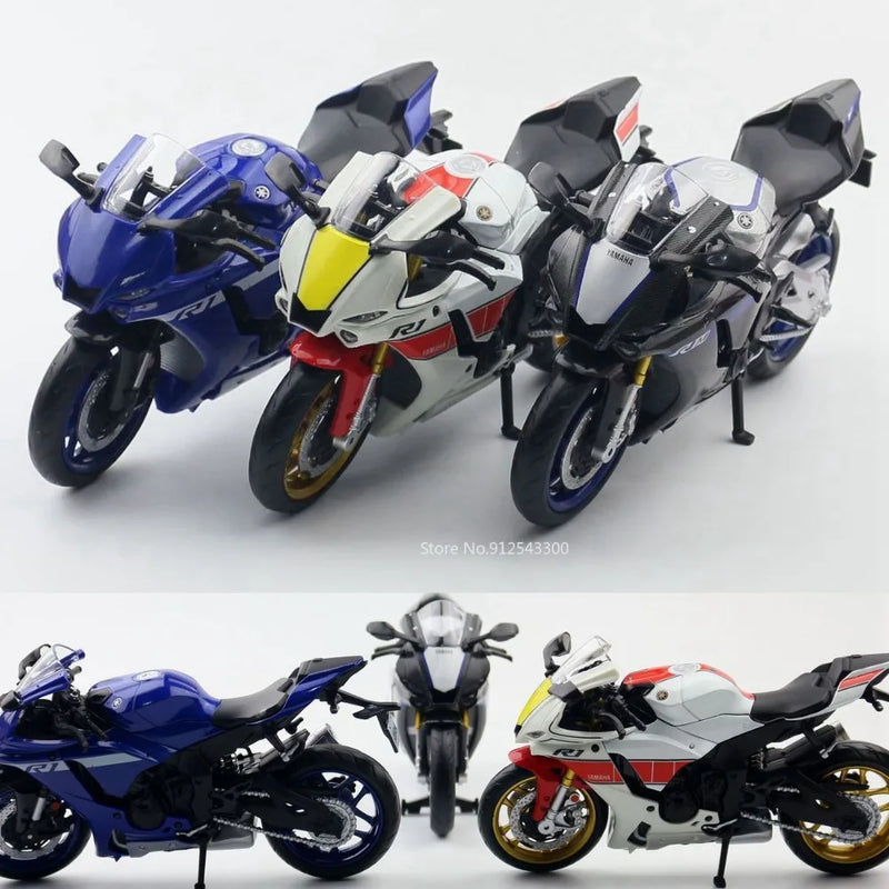 Modelo de Moto Yamaha YZF-R1M em Escala 1/12 - Brinquedo de Liga Metálica, Simulação Realista, Colecionável, Decoração, Presente para Meninos. Frete Grátis!