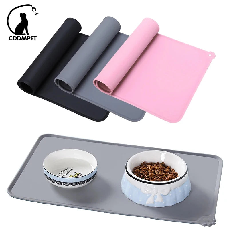 Tapete de Silicone PET para Tigelas de Cachorro e Gato - Antiderrapante, Bandeja para Fonte de Água, Almofada para Alimentos, Tapete para Alimentação e Bebedouro de Filhotes, Fácil de Lavar