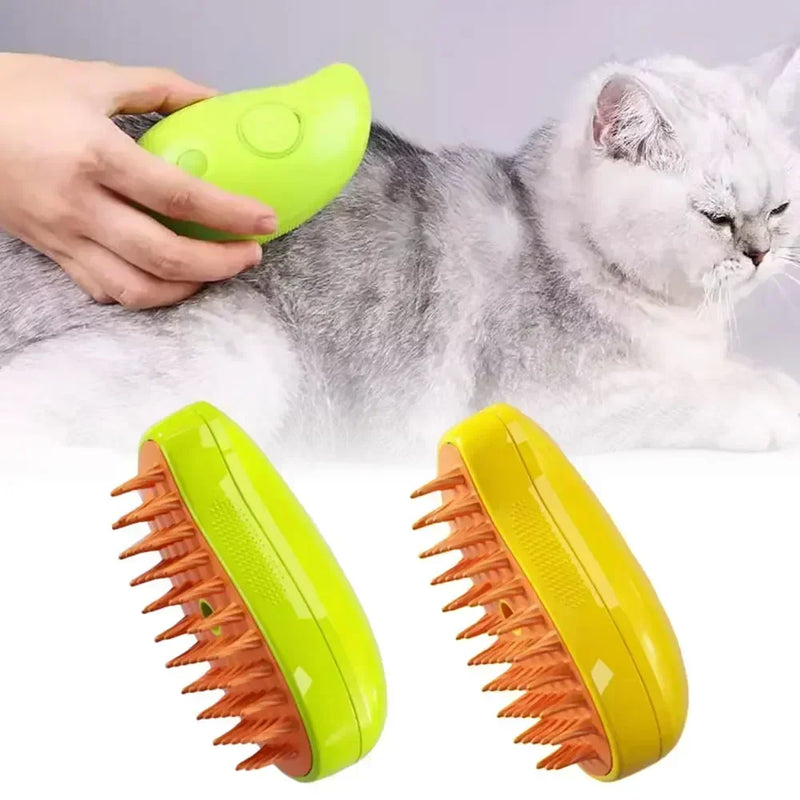 Escova a Vapor para Gatos Escova a Vapor para Cães 3 em 1 Escovas Elétricas de Spray para Gatos para Massagear Pentes de Higiene Pet Remoção de Pelos