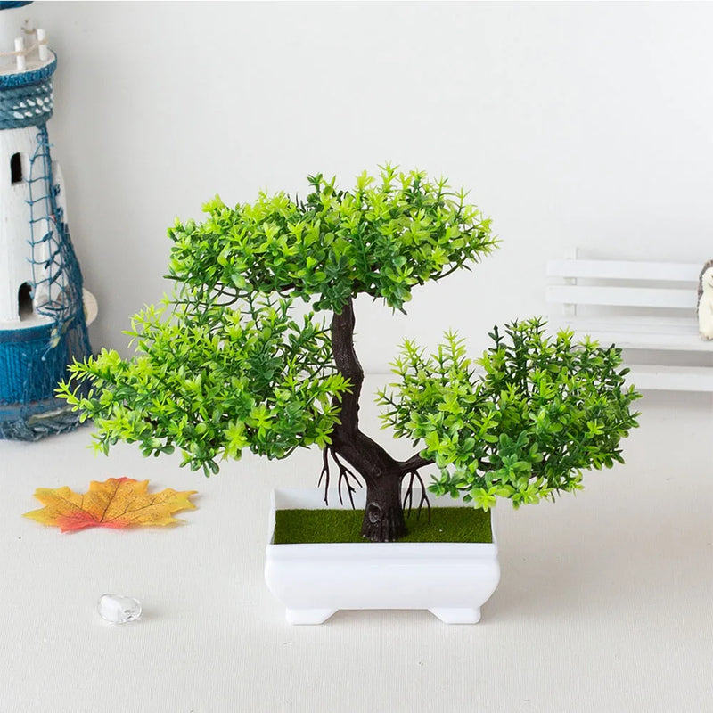 Planta Artificial em Vaso: Bonsai de Plástico para Decoração de Mesa Doméstica. Frete Grátis!