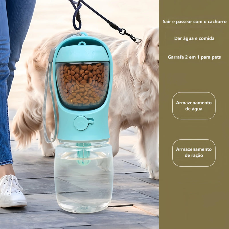 Garrafa Portátil de Água para Cães e Gatos com Compartimento de Alimentos e Água, Tigela Alimentadora, Suprimentos para Animais de Estimação em Viagens ao Ar Livre. Frete Grátis!