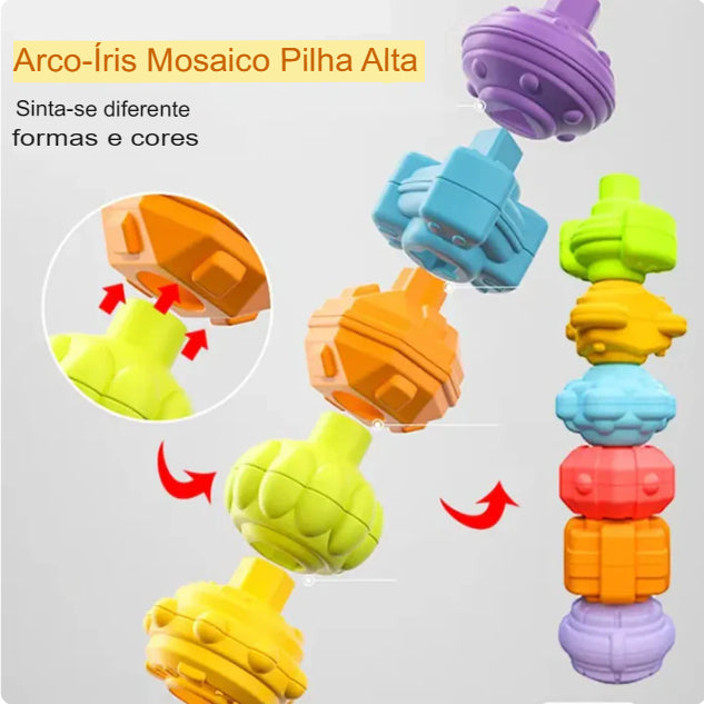 Brinquedos Montessori para Bebês: Desenvolvimento Sensorial e Aprendizado de Cores com Blocos Coloridos para Bebês de 0 a 12 Meses. Frete Grátis!