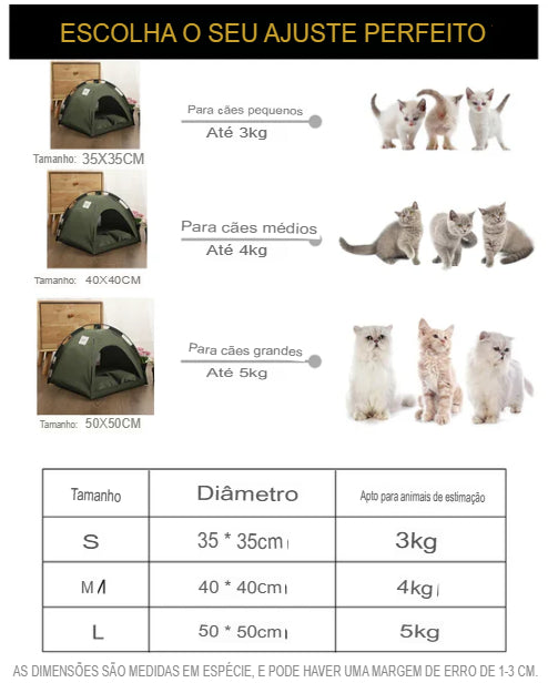 Tenda Barraquinha para Gatos, Cães Pequenos e Médios. Estilo e confortável para descansar.