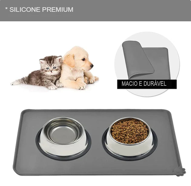 Tapete de Silicone PET para Tigelas de Cachorro e Gato - Antiderrapante, Bandeja para Fonte de Água, Almofada para Alimentos, Tapete para Alimentação e Bebedouro de Filhotes, Fácil de Lavar