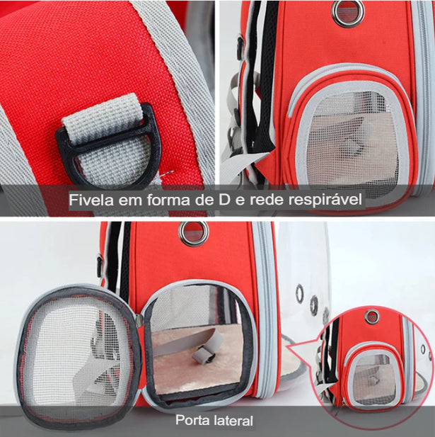 Bolsa de Transporte para Gatos e Cães Pequenos - Mochila Respirável e Transparente para Viagem e Passeios ao Ar Livre. Frete Grátis!