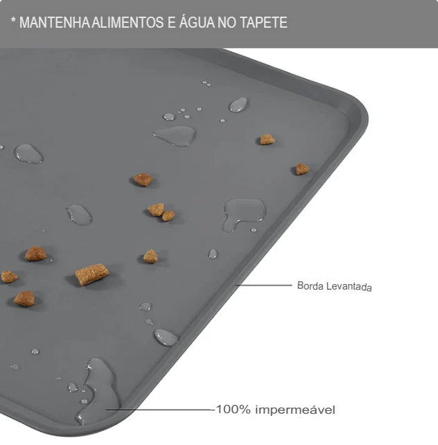 Tapete de Silicone PET para Tigelas de Cachorro e Gato - Antiderrapante, Bandeja para Fonte de Água, Almofada para Alimentos, Tapete para Alimentação e Bebedouro de Filhotes, Fácil de Lavar