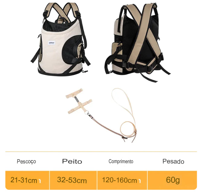 Mochila Canguru para pets pequenos. Bolsa de Sling para Transporte. Viagens e Passeios ao ar livre. Transportadora Frontal para Pets, Respirável em Lona, Mochila Portátil com Alça Transversal