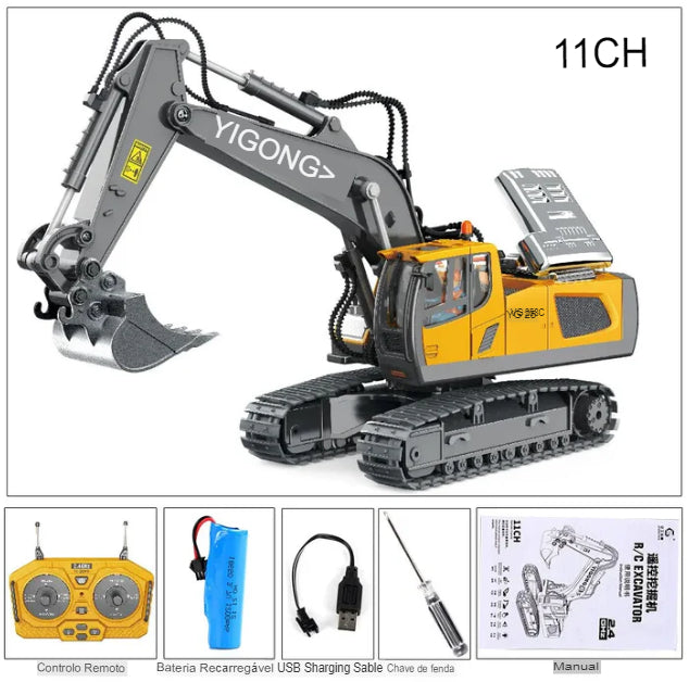 Brinquedos de Controle Remoto: Máquina Escavadeira, Caminhão Basculante e Trator de Esteira para Crianças. Frete grátis!