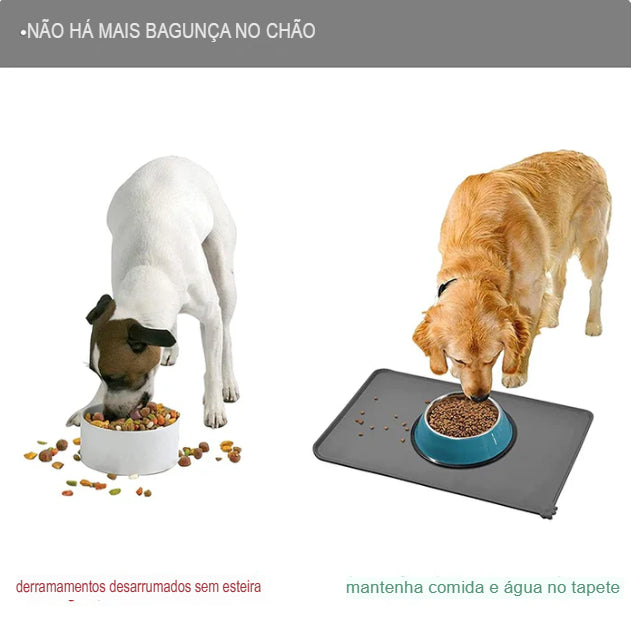 Tapete de Silicone PET para Tigelas de Cachorro e Gato - Antiderrapante, Bandeja para Fonte de Água, Almofada para Alimentos, Tapete para Alimentação e Bebedouro de Filhotes, Fácil de Lavar