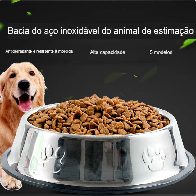 Tigelas de Alimentação em Aço Inoxidável para Cães e Gatos de 6 Tamanhos Diferentes: PP/P/M/G/GG/GGG