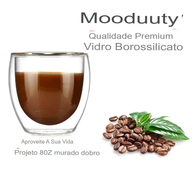 Conjunto de 6 Copos com 5 Tamanhos - Canecas de Vidro Transparente com Parede Dupla Isolada para Café, Chá, Leite, Suco, Água, Espresso. Frete Grátis!