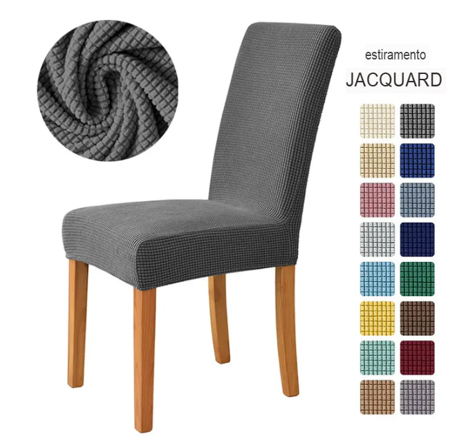 Capa de Cadeira Universal em Tecido Jacquard de Milho - Capa de Assento Elástica para Decoração de Sala de Jantar - 1 Peça. Frete Grátis!