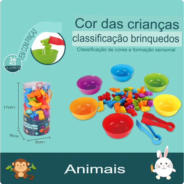 Brinquedo Educativo Montessori: Ursos Contadores Arco-íris e Jogo de Classificação. Frete Grátis!