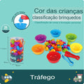 Brinquedo Educativo Montessori: Ursos Contadores Arco-íris e Jogo de Classificação. Frete Grátis!