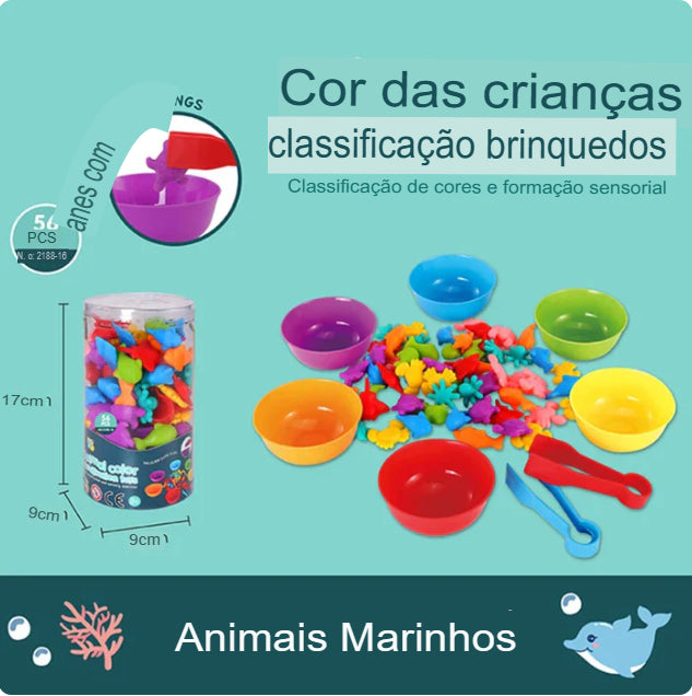 Brinquedo Educativo Montessori: Ursos Contadores Arco-íris e Jogo de Classificação. Frete Grátis!