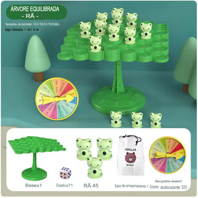 Jogo de Equilíbrio Divertido com Árvore de Sapos para Crianças e Familiares: Brinquedo Montessori de Matemática. Frete Grátis!