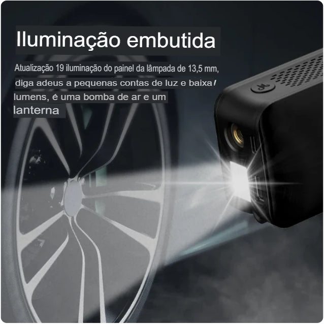 CARSUN Bomba de Ar Recarregável Sem Fio, Compressor Digital Portátil para Inflar Pneus de Carro, Moto, Bicicleta e Bolas. Frete Grátis!