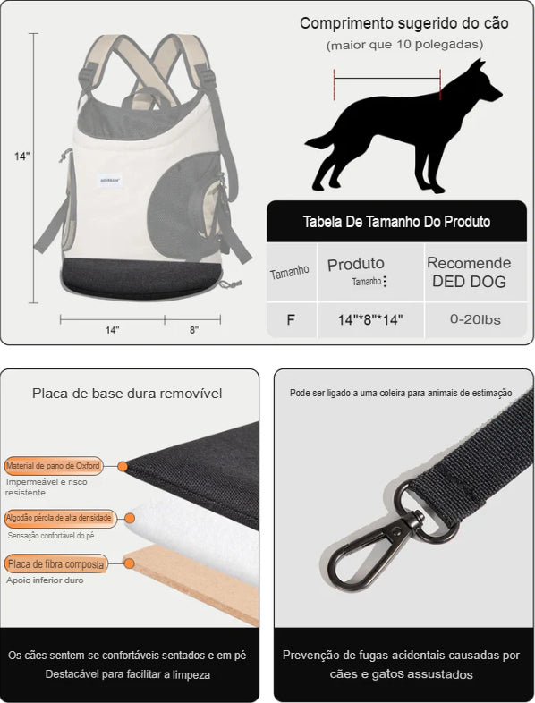 Mochila Canguru para pets pequenos. Bolsa de Sling para Transporte. Viagens e Passeios ao ar livre. Transportadora Frontal para Pets, Respirável em Lona, Mochila Portátil com Alça Transversal