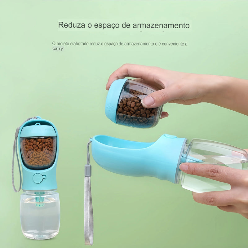 Garrafa Portátil de Água para Cães e Gatos com Compartimento de Alimentos e Água, Tigela Alimentadora, Suprimentos para Animais de Estimação em Viagens ao Ar Livre. Frete Grátis!